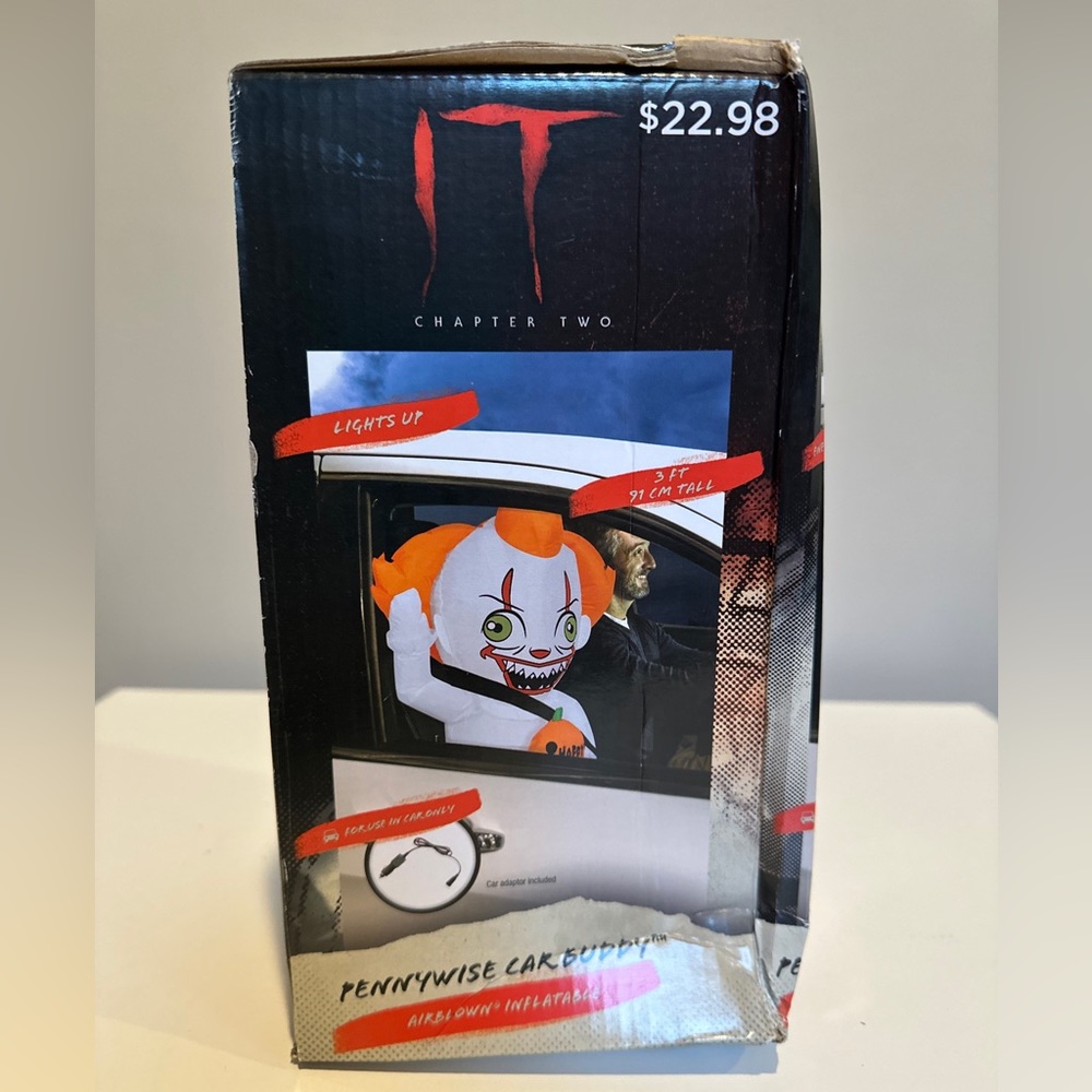Pennywise Car Buddy Inflatable 3 ft Halloween IT Chapter 2 Gemmy‎ NIB
